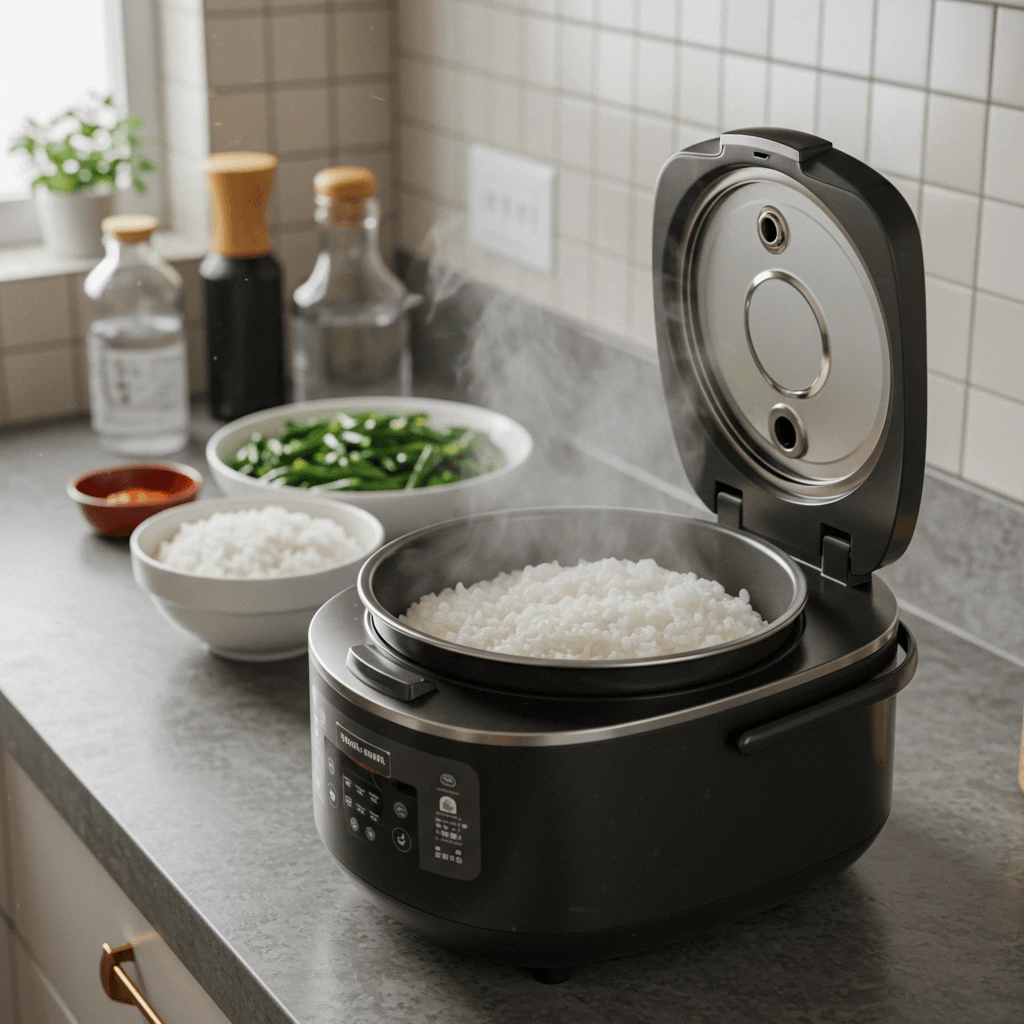 Reis kochen für das Bibimbap Rezept, perfekt für die Grundlage des Gerichts.