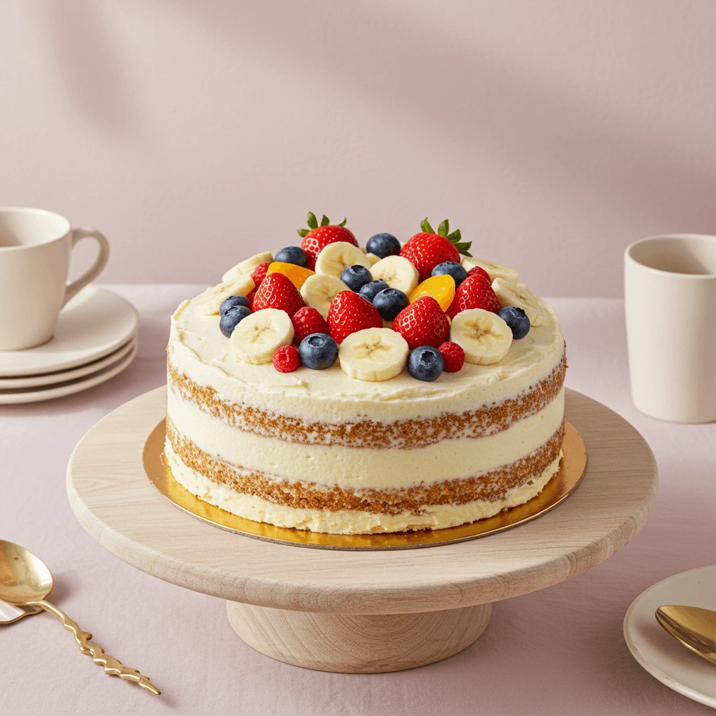 Zuckerfreie 1. Geburtstag Torte mit Früchten – Zuckerfreie, selbstgemachte Geburtstagstorte