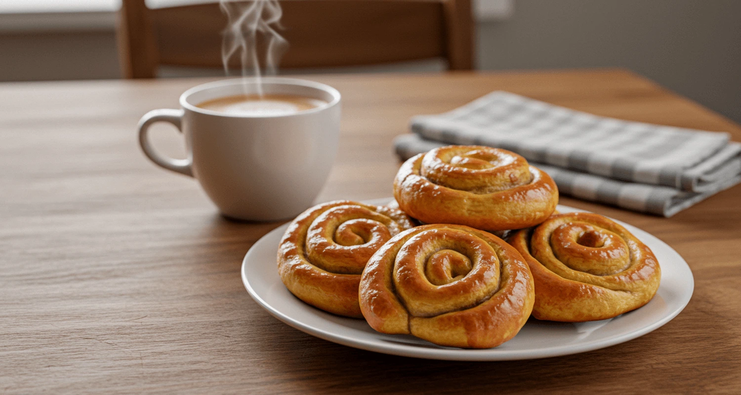 Mohnschnecken Rezept – Frisch gebackene Mohnschnecken mit Zuckerguss und Kaffee wie im Café