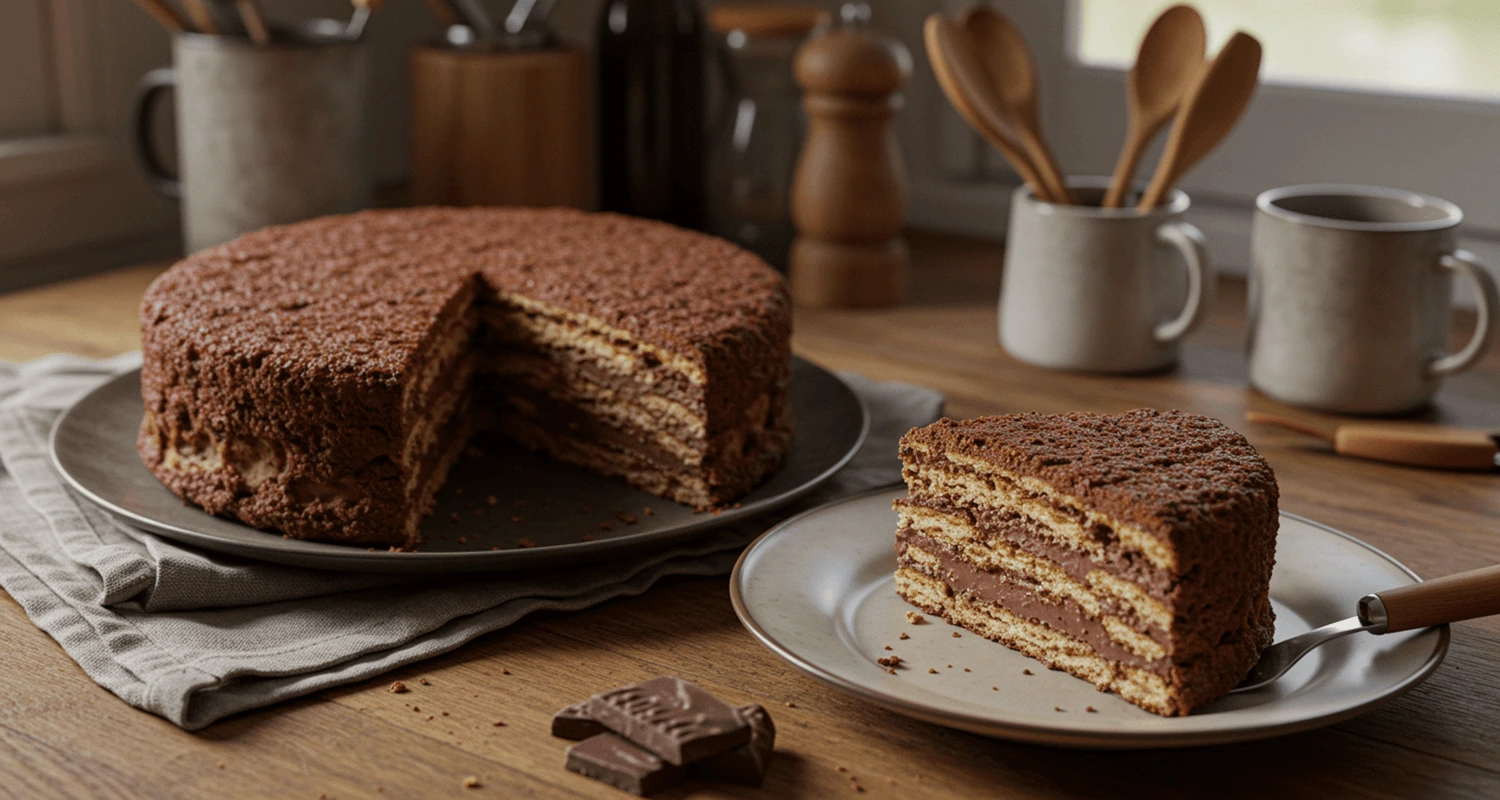 Kalter Hund Kuchen fertig serviert – rustikal und hausgemacht