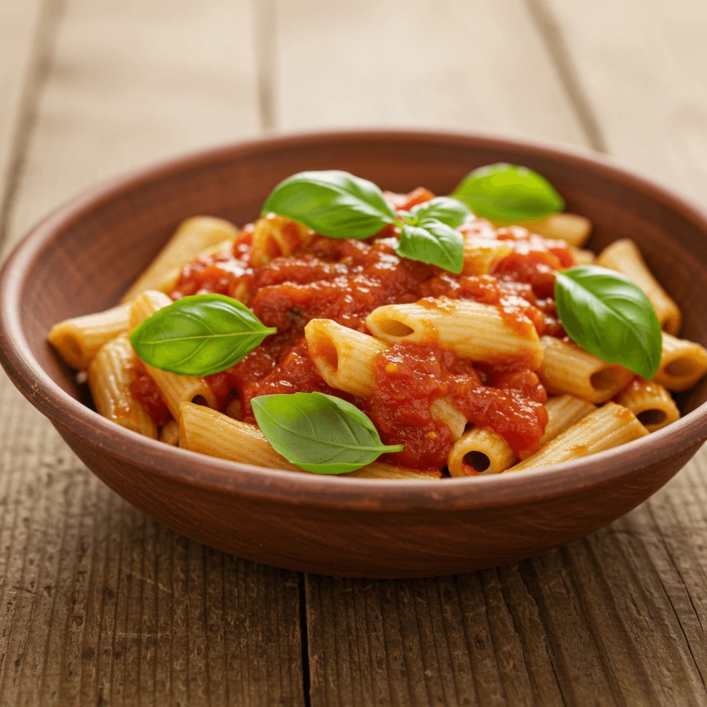 Schnelle Pasta Rezepte Wenig Zutaten: Einfache Pasta mit Tomatensauce und Basilikum