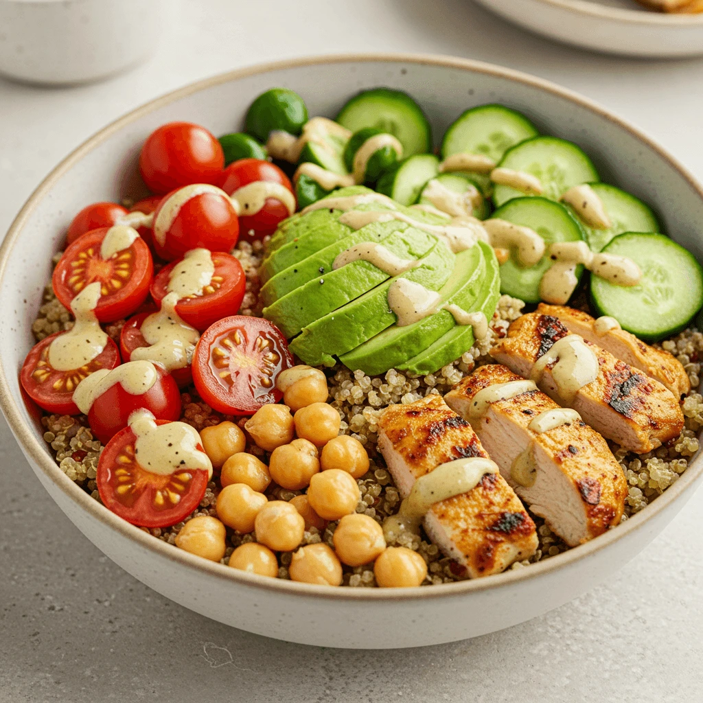 Eiweißreiche Quinoa-Bowl mit frischen Zutaten