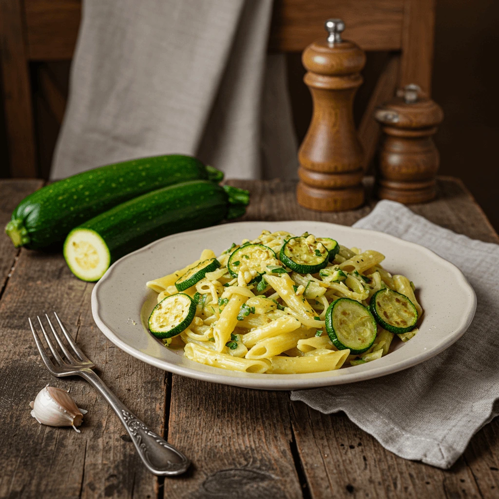 Pasta mit Zucchini und Knoblauch