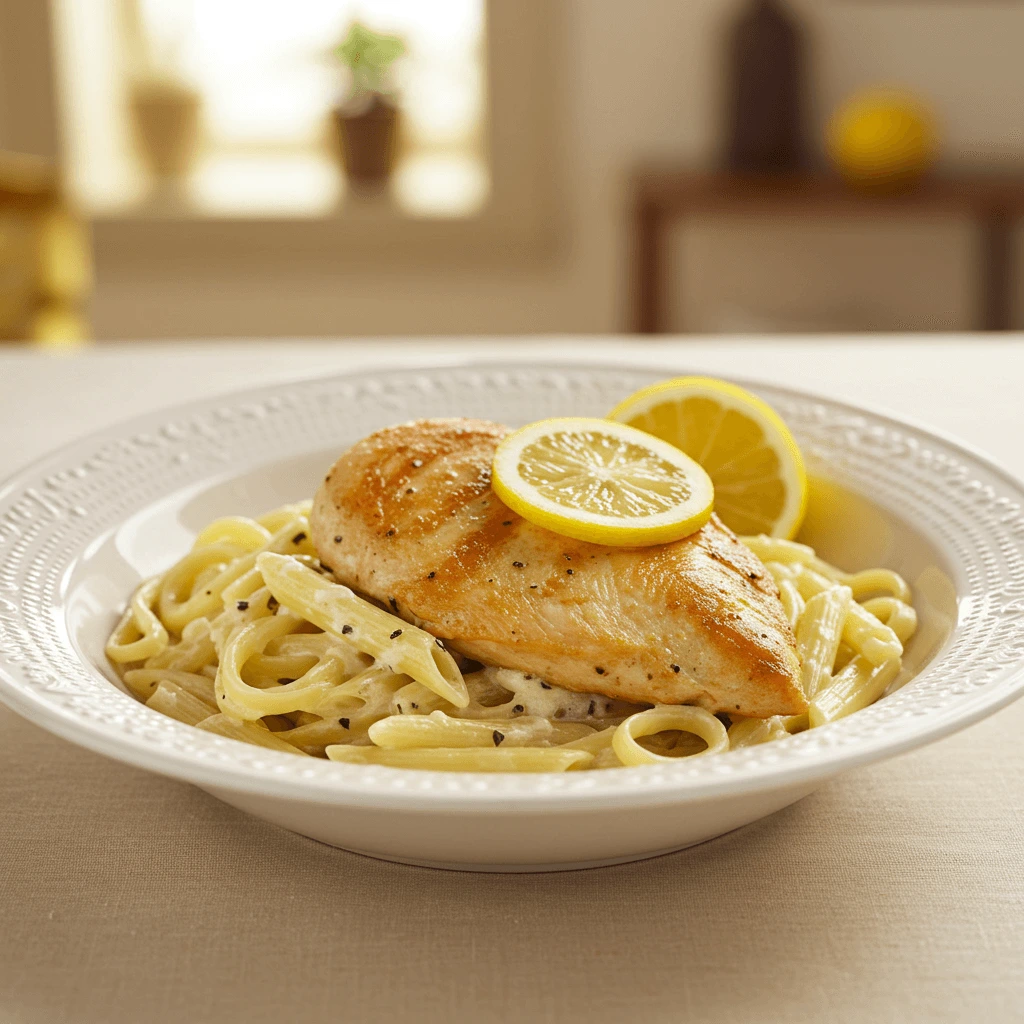 Pasta mit Hähnchenbrust und Zitrone