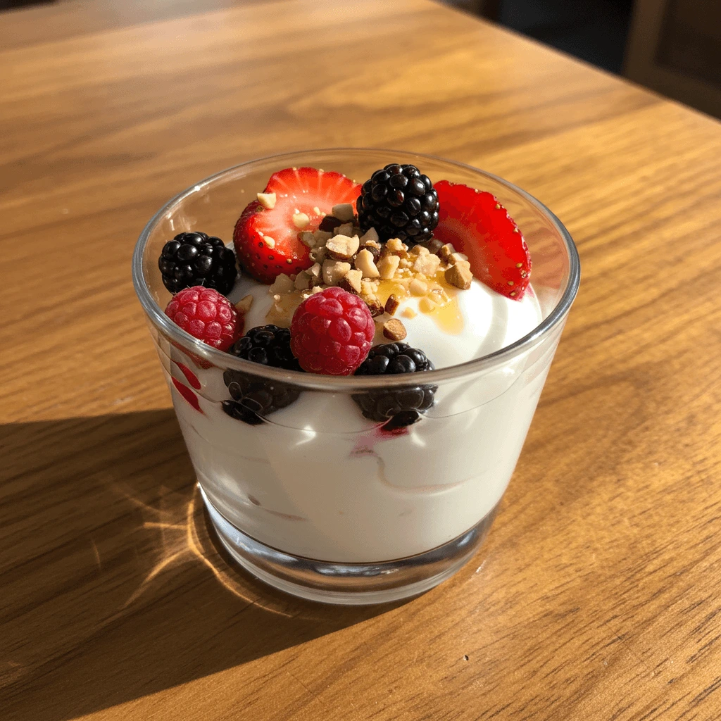 Ein süßer Snack von Jamie Oliver: Joghurt-Dessert mit frischen Beeren, Honig und Nüssen