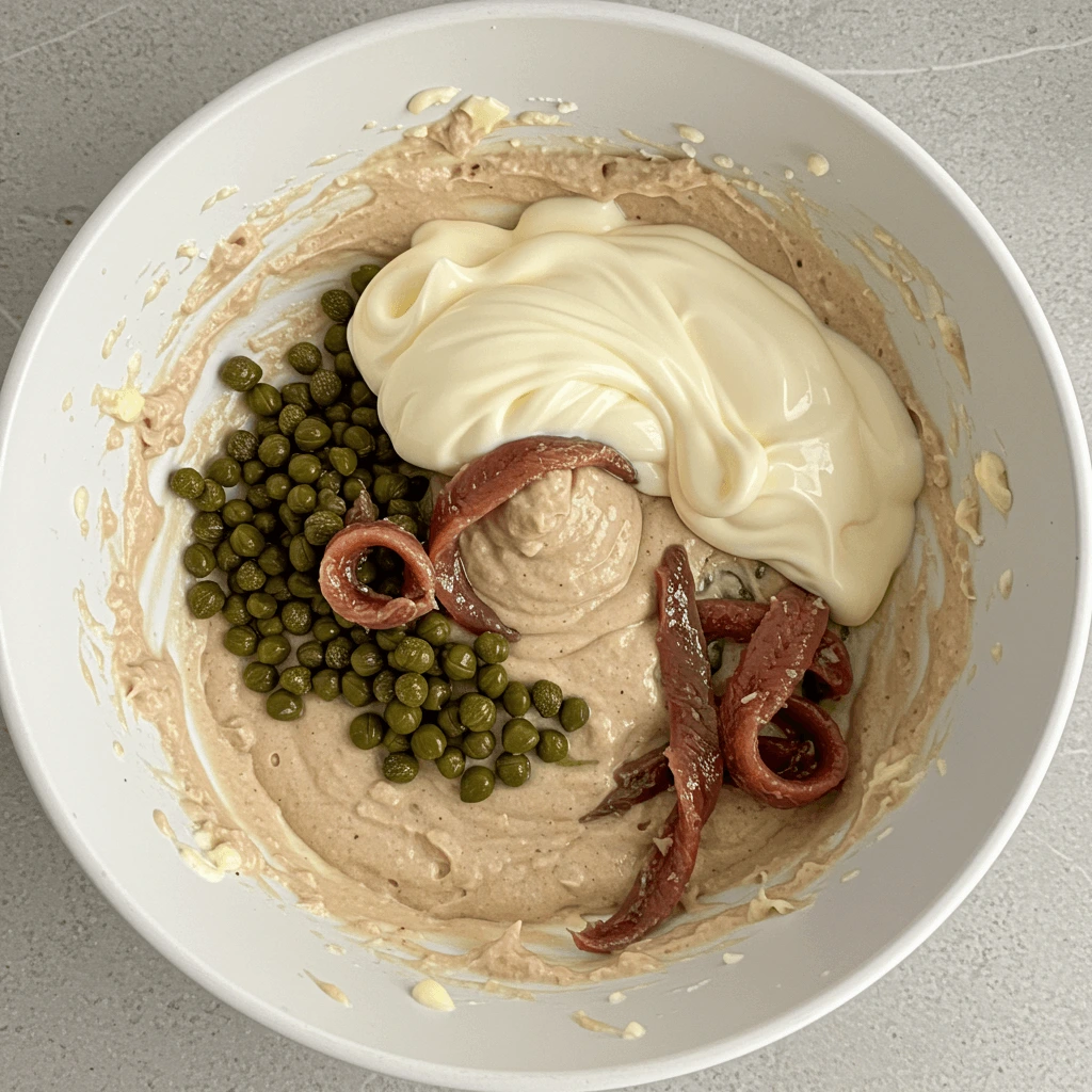 Vitello Tonnato Rezept Original Italienisch: Cremige Tonnato-Sauce mit Mayonnaise und Kapern