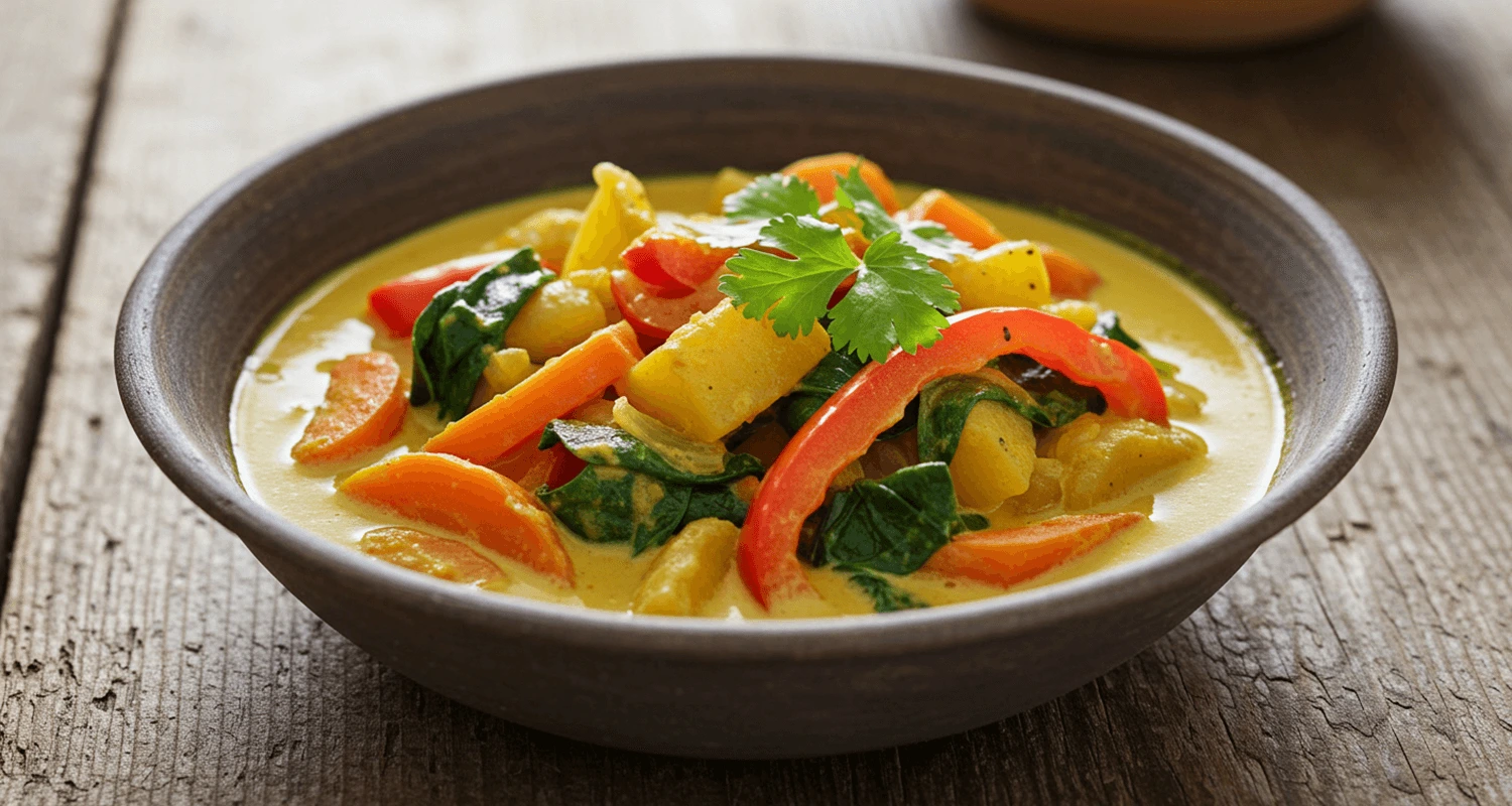 Vegetarisches Curry Rezept mit buntem Gemüse und Kokosmilch