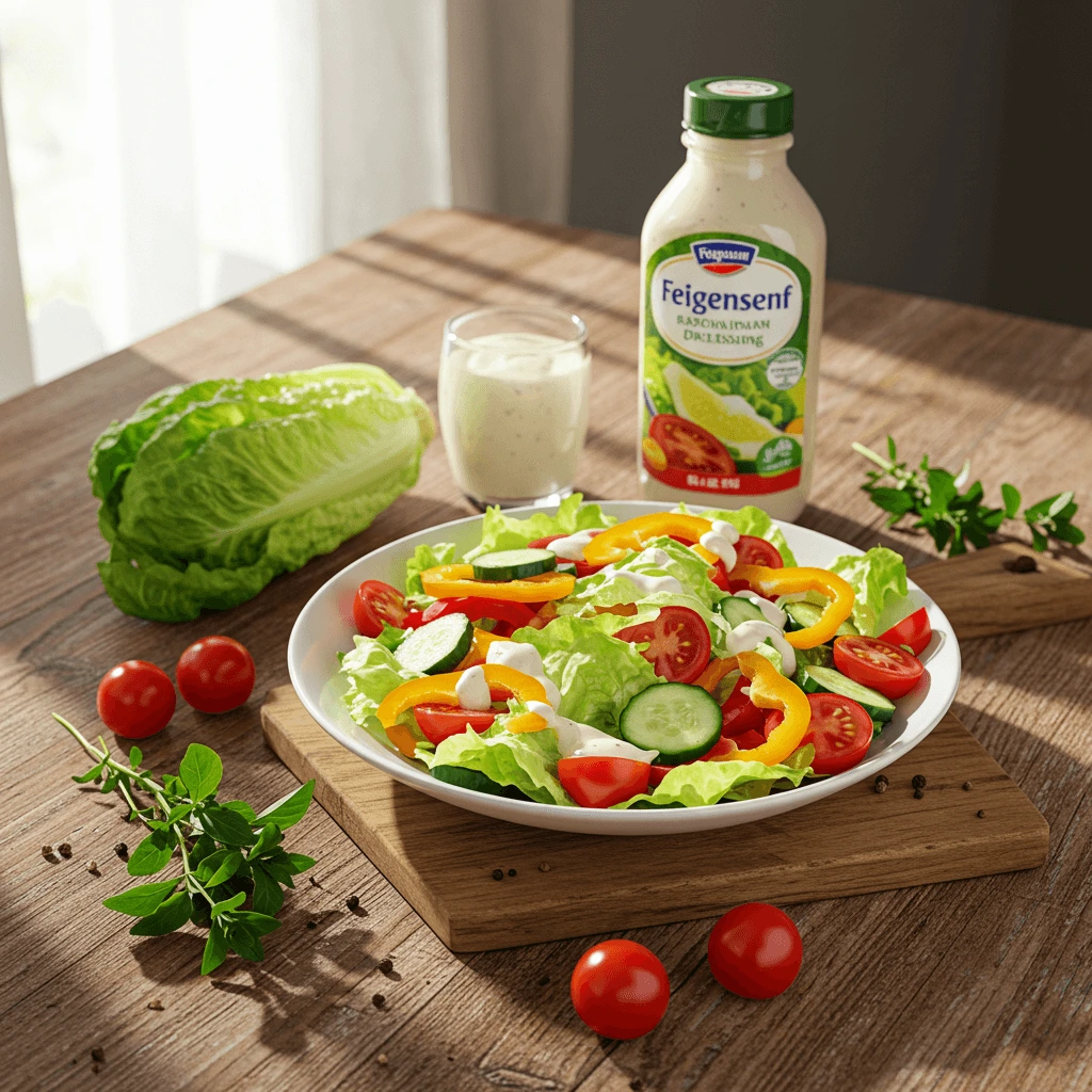 Feigen Senf Rezept: Frischer Salat mit Feigensenf Dressing