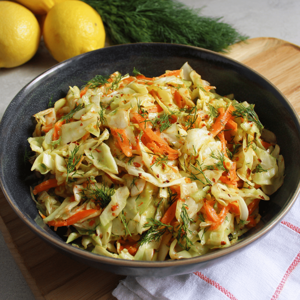 Griechischer Krautsalat mit Spitzkohl und Karotten